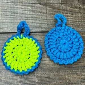 Kitchen Dish Scrubbies Set of 2 Tulle Double Layered Handcrafted Crochet
